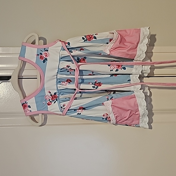 Linen pink cheeky plum shorties bummies & floral dress 12-18m - Picture 7 of 10